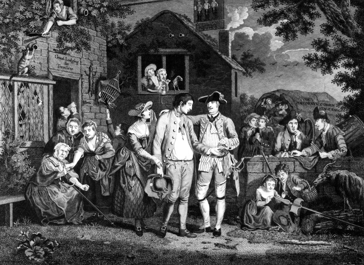 Rekrytoiva kersantti, John Goldarin kaiverrus, 1769. tekijältä John Collet