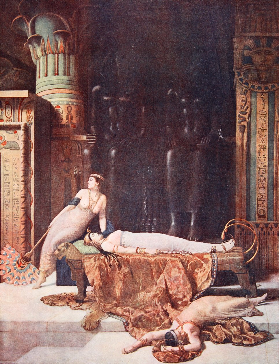 Kleopatran kuolema, kuvitus "Hutchinsons History of the Nations" -teoksesta, n. 1910 tekijältä John Collier