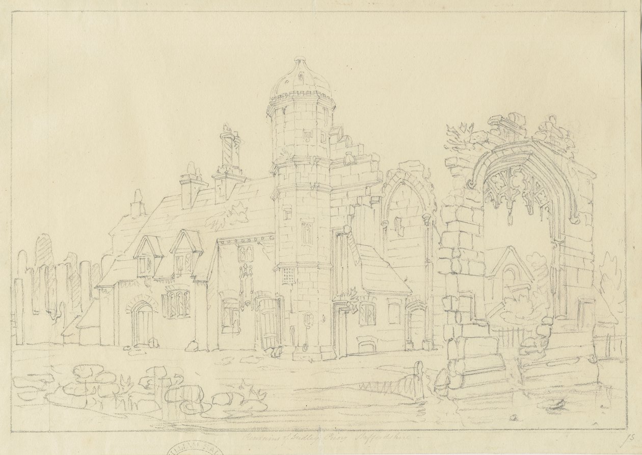 Dudley Priory: lyijykynäpiirros, nd [1800-luku] tekijältä John Coney
