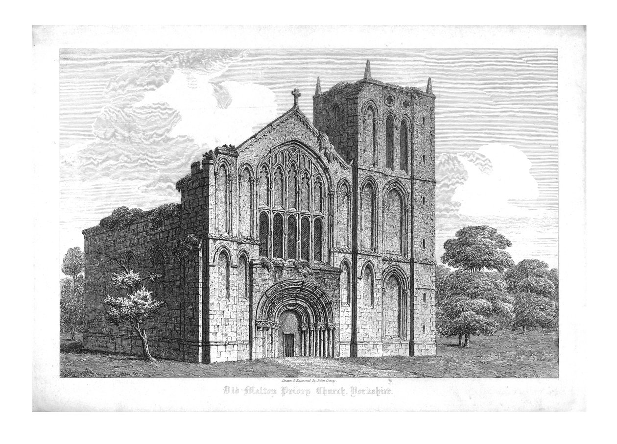Old Malton Priory Church, Yorkshire, 1800-luvun alku. tekijältä John Coney