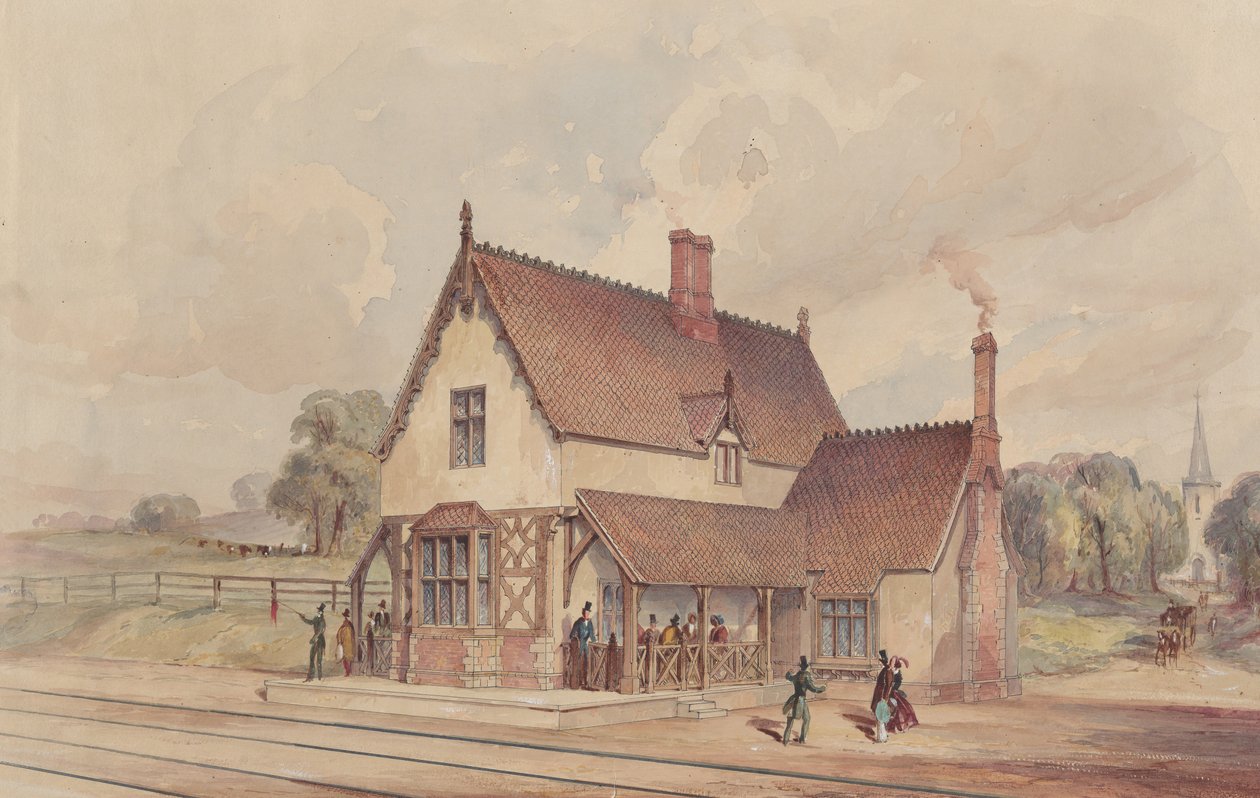Victorian Rural -rautatieasema ja rautatieasema, 1844-77. tekijältä John Connell Ogle