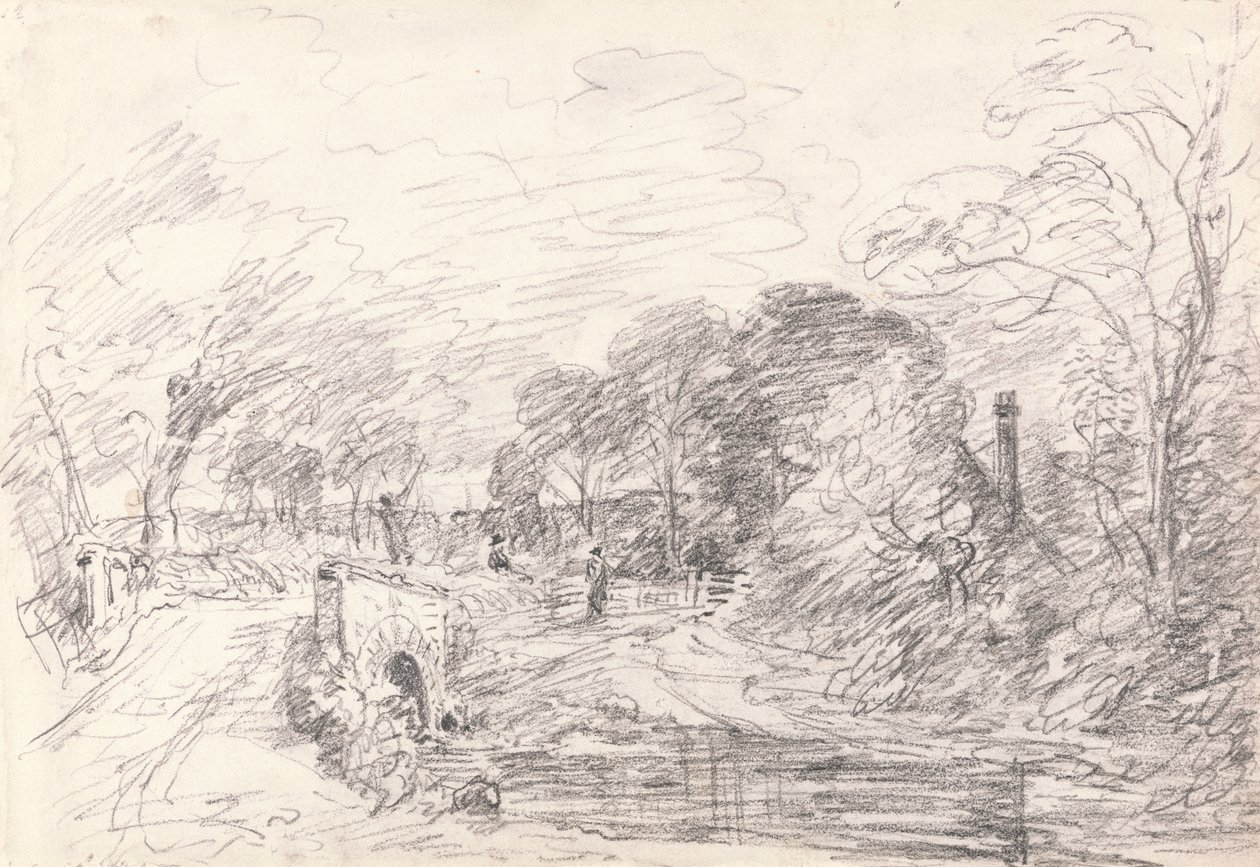 Silta lähellä Salisbury Courtia, ehkä Milford Bridgeä tekijältä John Constable