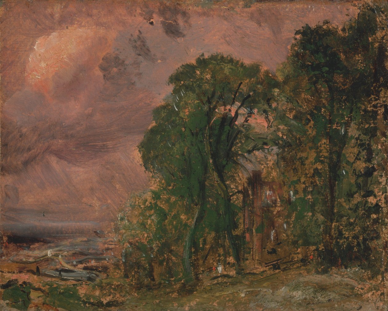 Näkymä Hampsteadissa myrskyisällä säällä tekijältä John Constable