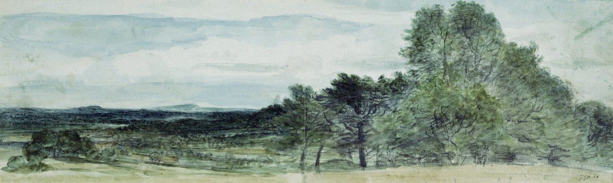 Näkymä Hursleyssä, Hampshire, 1804 (mustaliitu ja akvarelli). tekijältä John Constable