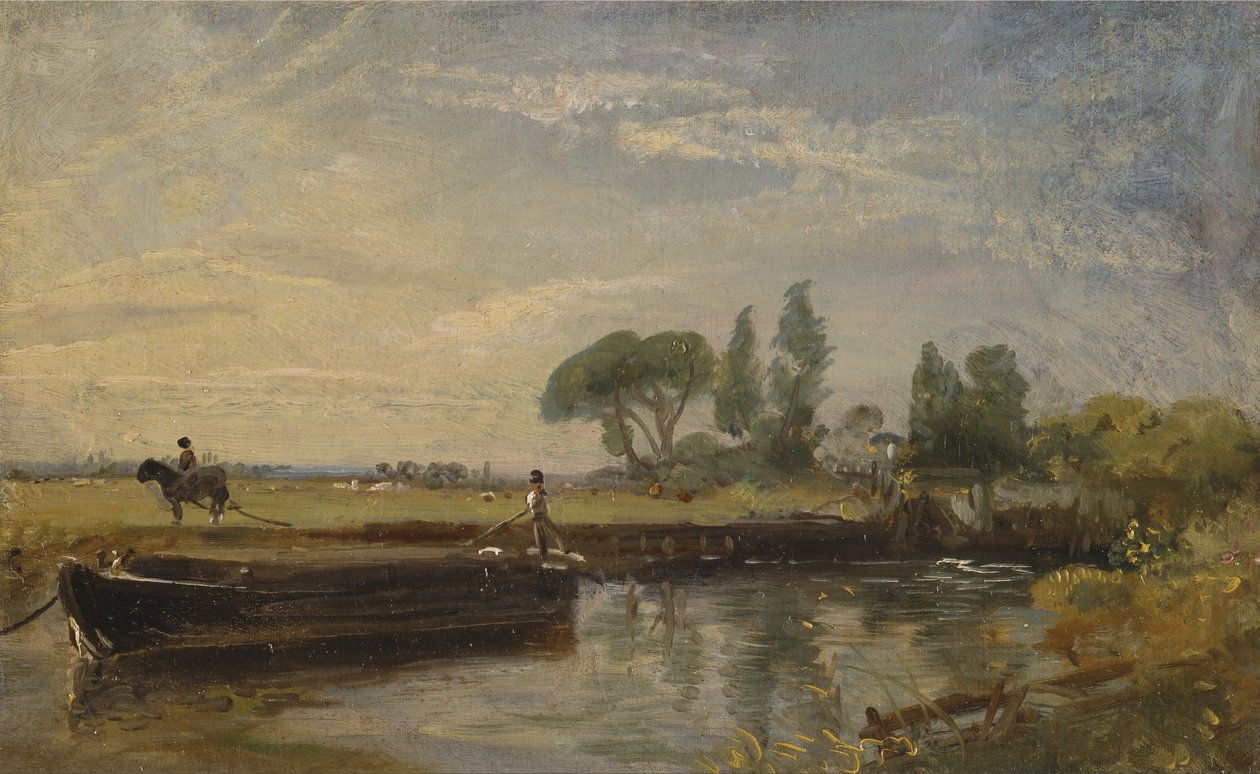 Proomu Flatfordin sulun alapuolella tekijältä John Constable