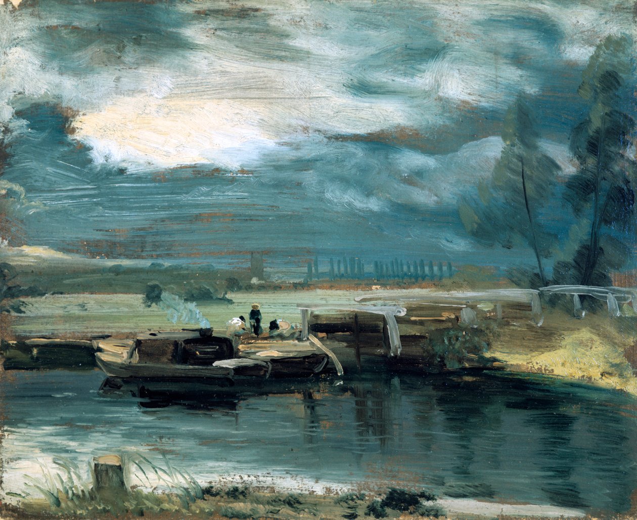 Proomut Stourilla, Dedhamin kirkko kaukana, 1811 tekijältä John Constable
