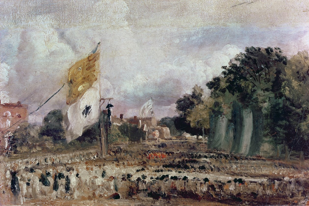 Vuoden 1814 yleisen rauhan juhlallisuudet East Bergholtissa, 1814. tekijältä John Constable