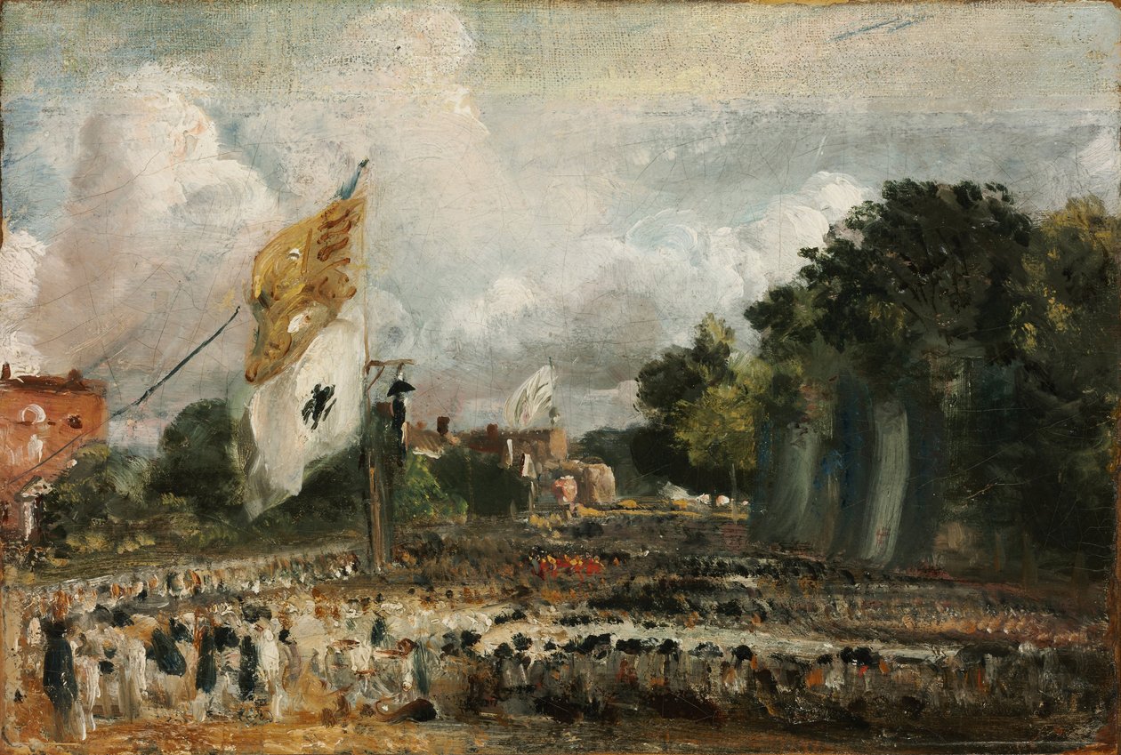 Vuoden 1814 yleisen rauhan juhla Itä-Bergholtissa, 1814 tekijältä John Constable