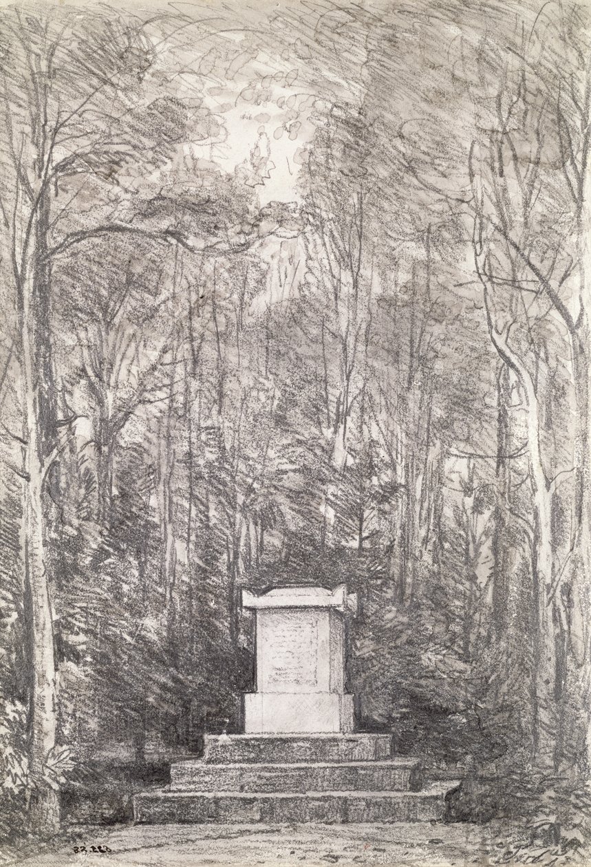Kenotafi Sir Joshua Reynoldsille Coleorton Hallissa, Leicestershiressä, 1823 (kynäpiirustus) tekijältä John Constable