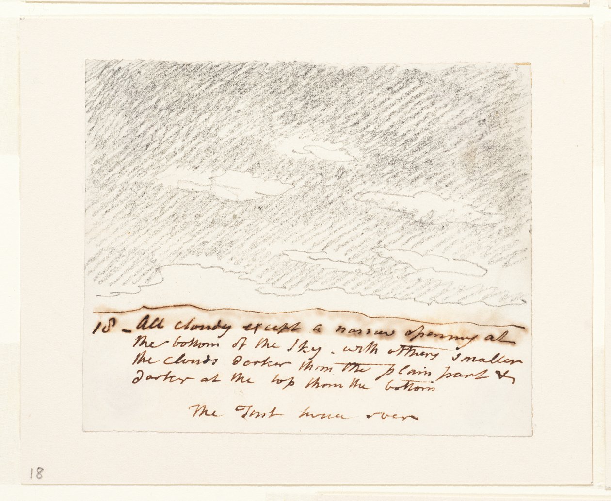 Pilvitutkimus (Alexander Cozensin "Engravings of Skies" -teoksen mukaan), noin 1822-23 (grafiitti paperille). tekijältä John Constable