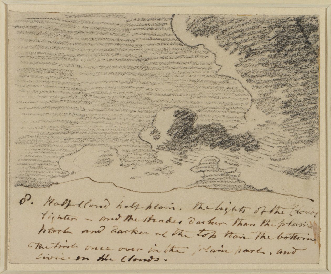 Pilvitutkimus (Alexander Cozens Engravings of Skiesin mukaan), n. 1822-23 (grafiitti paperille) tekijältä John Constable