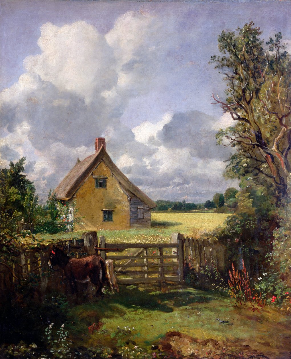 "Mökki viljapellolla", 1833 tekijältä John Constable