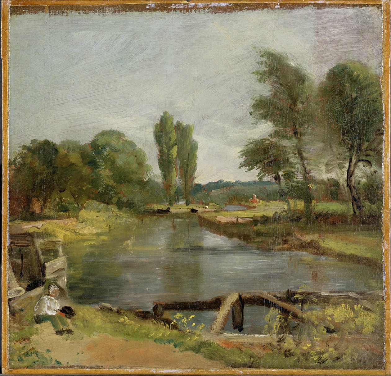 Flatford Lock, 1810-11 (öljy paperille kankaalle) tekijältä John Constable