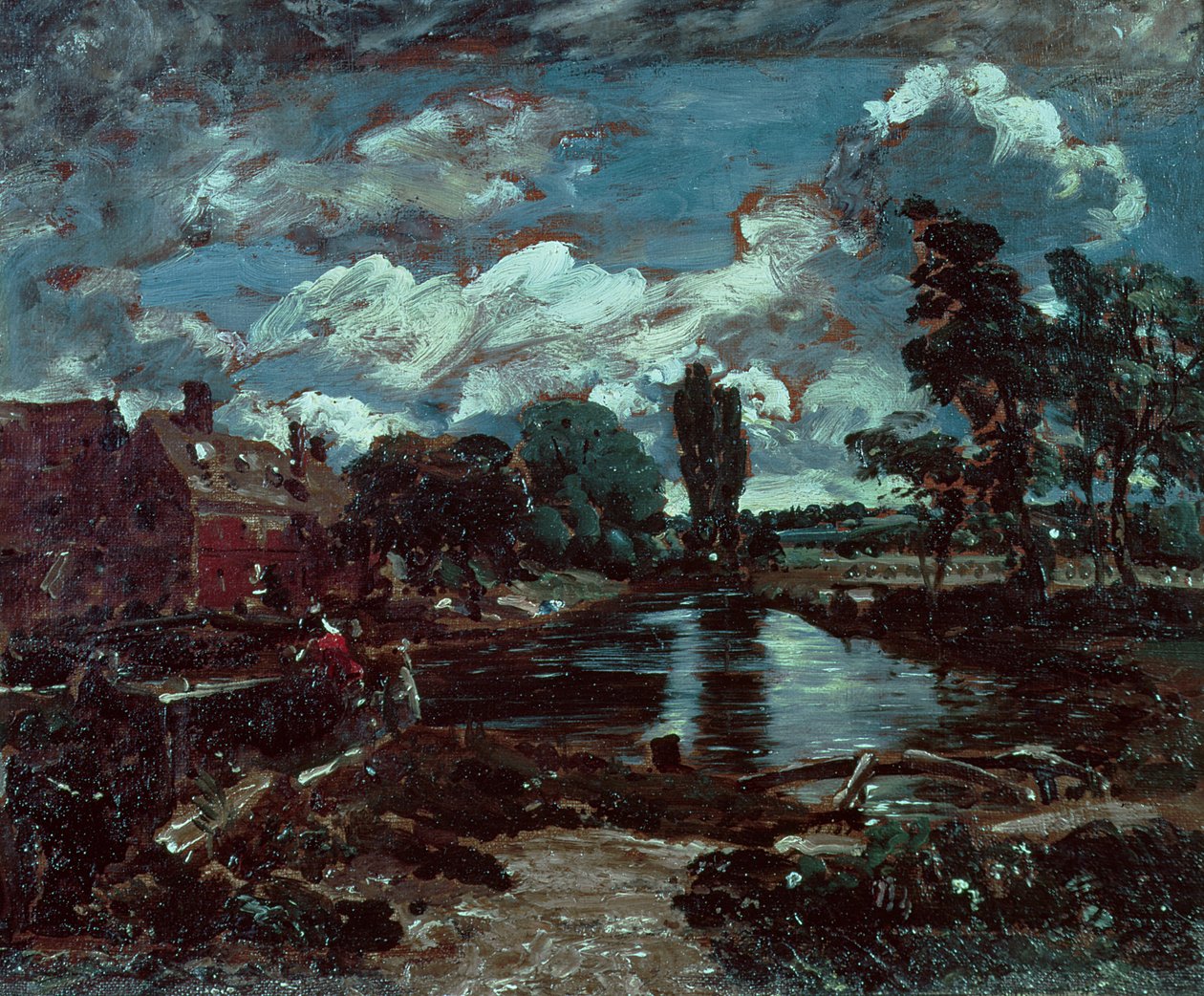 Flatfordin mylly Stour-joen lukkopaikalta, noin 1811 tekijältä John Constable