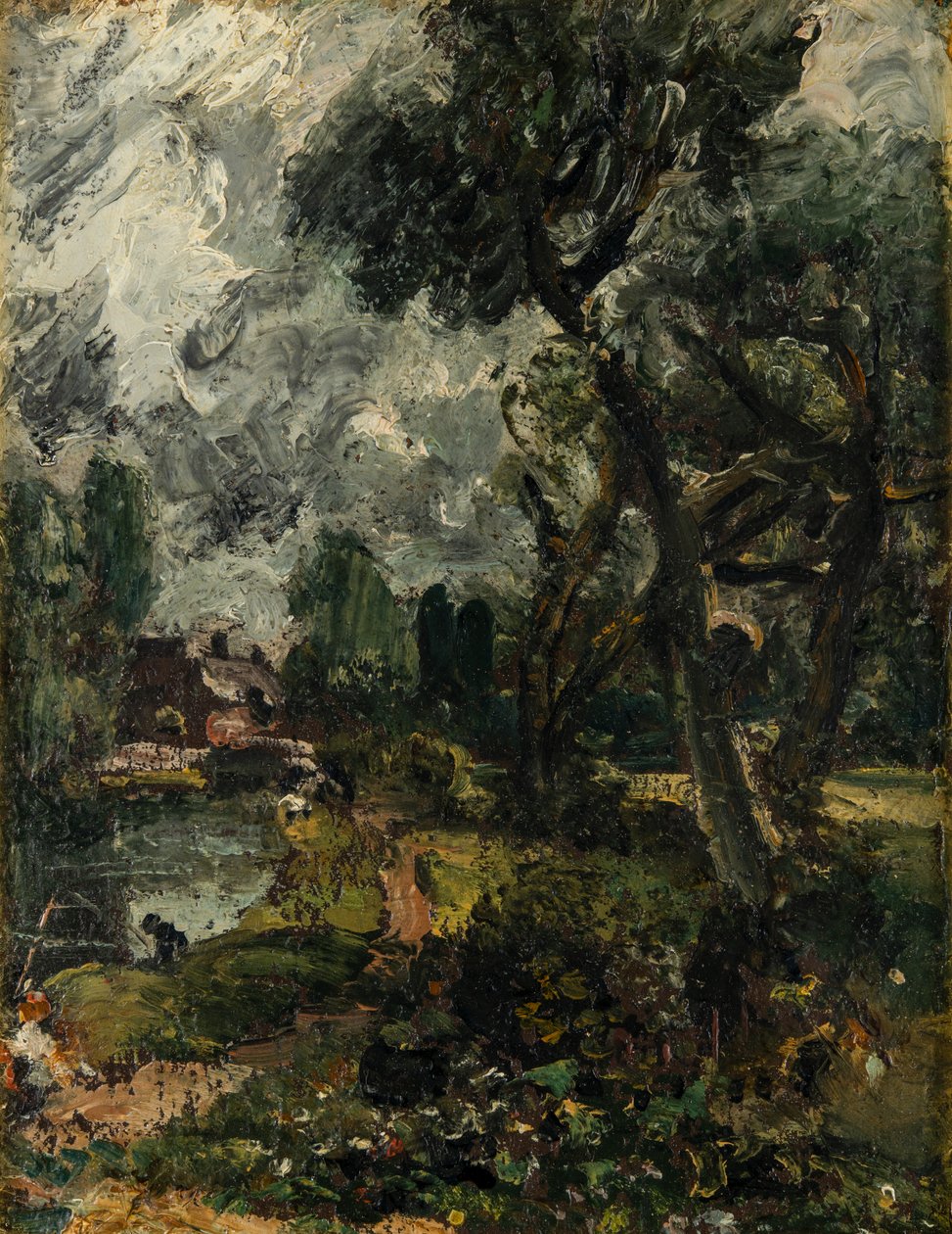 Flatfordin mylly sillalta, noin 1814-17 (öljy kankaalle). tekijältä John Constable