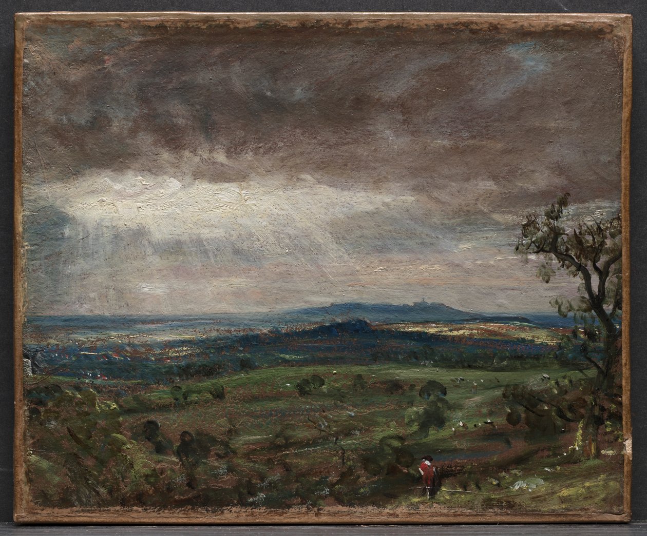Hampstead Heath, Looking Toward Harrow, c. 1821 (öljy paperille, kiinnitetty kankaalle) tekijältä John Constable