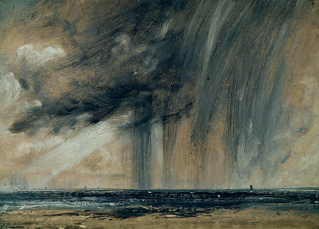 Sademyrsky meren yllä, n. 1824-28 (öljy kankaalle asetettu paperille) tekijältä John Constable