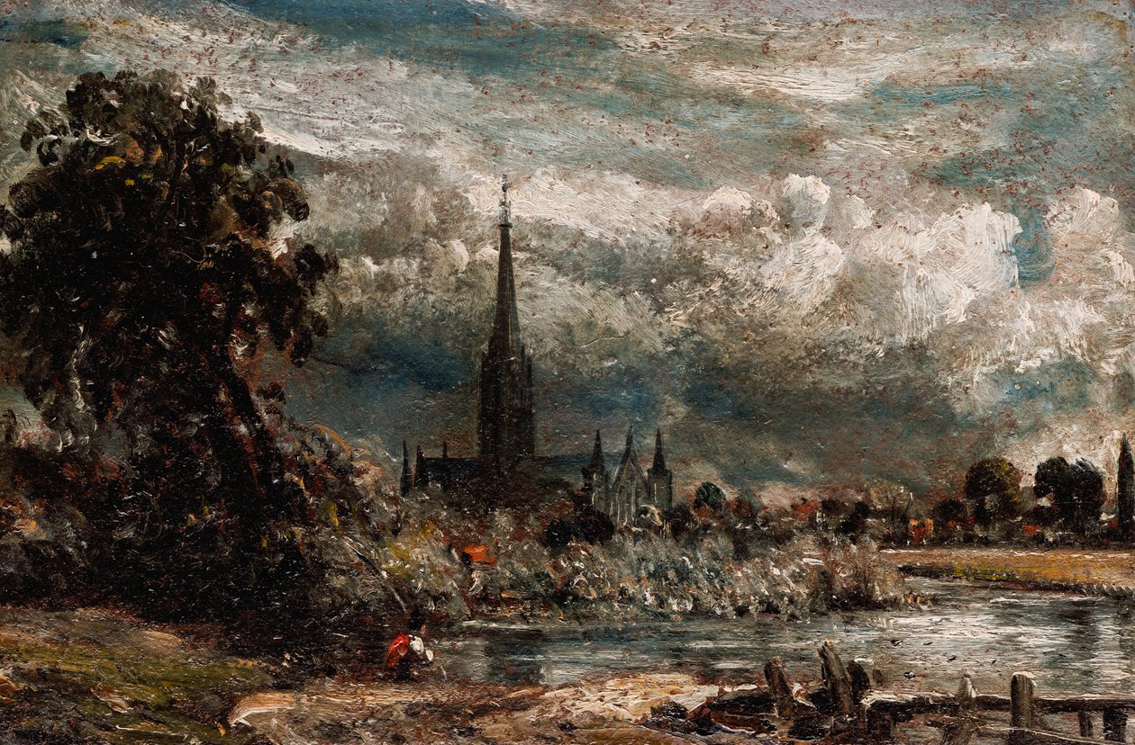 Salisburyn katedraali Long Bridgestä lähellä Fisherton Millia tekijältä John Constable
