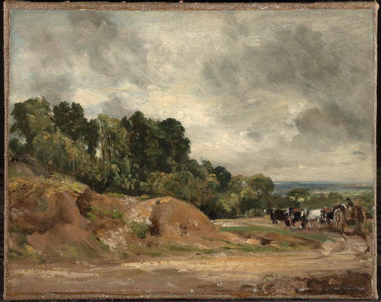 Hiekkasärkkiä ja hevoskärryt Hampstead Heathilla tekijältä John Constable