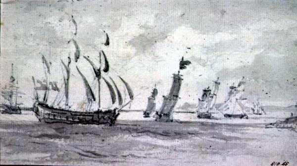 Toimitus Breeze in the Thames tai Medway (grafiitti paperille) tekijältä John Constable