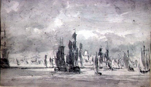 Toimitus pilvisen taivaan alla Thamesissa (grafiitti paperilla) tekijältä John Constable