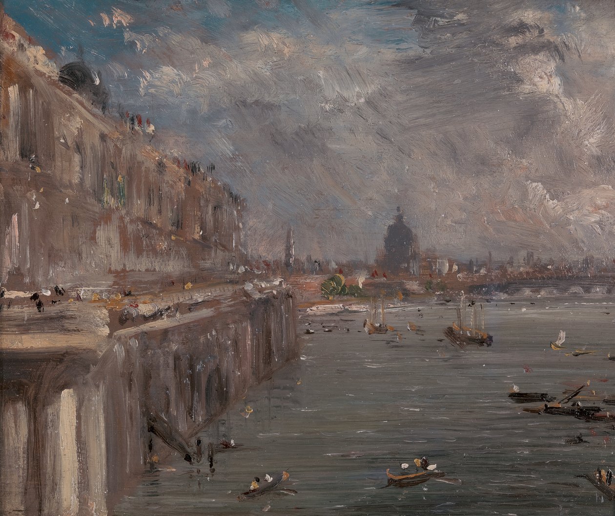 Somerset House Terrace Waterloo Bridgeltä, n. 1819. tekijältä John Constable