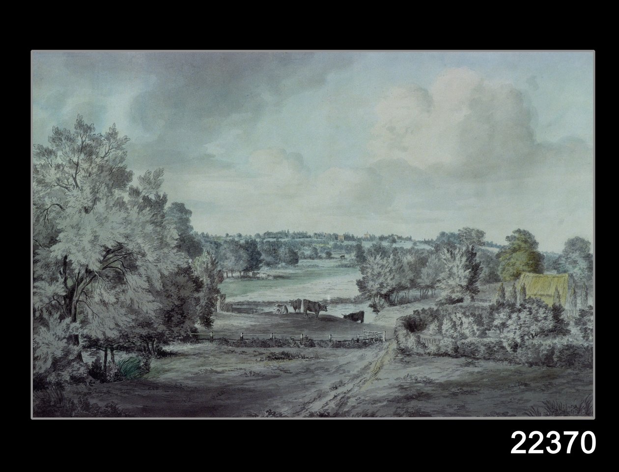 Stour-laakso, jossa Langhamin kirkko kaukana tekijältä John Constable