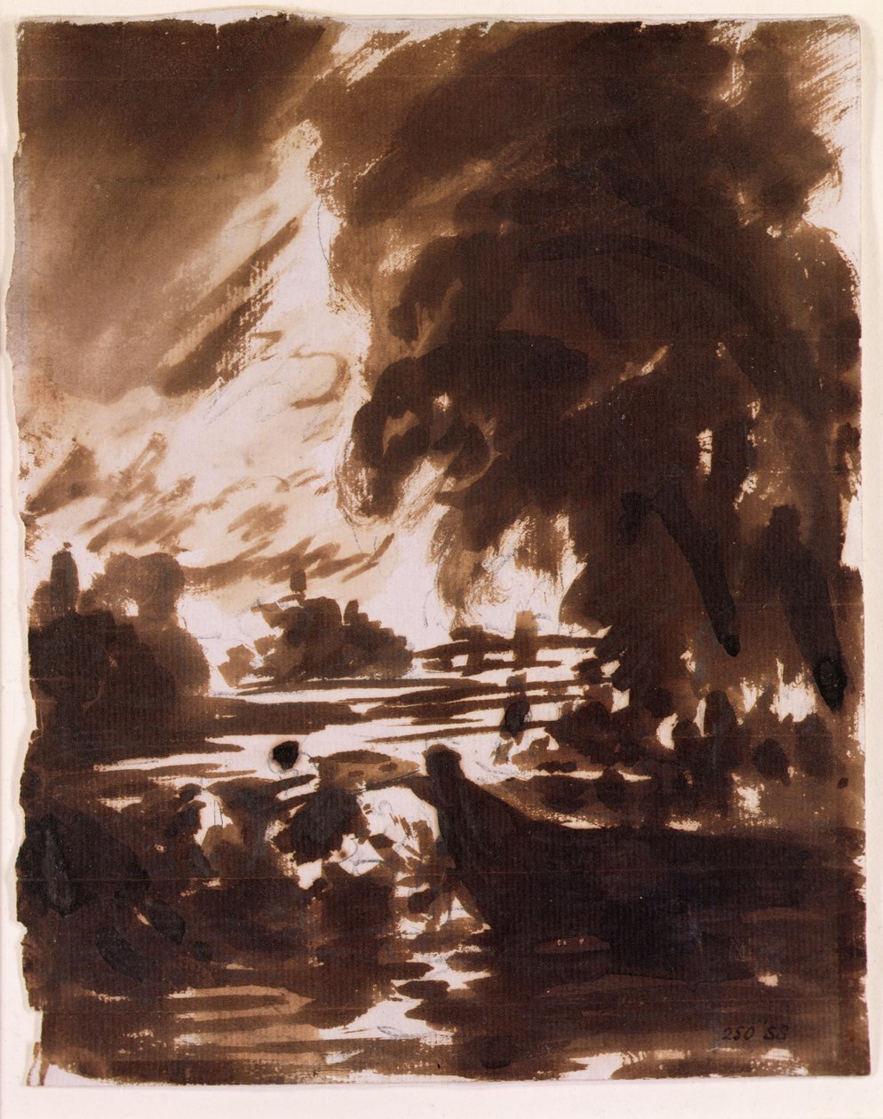 Puut ja vesistö Stourin varrella (ruskea pesu). tekijältä John Constable
