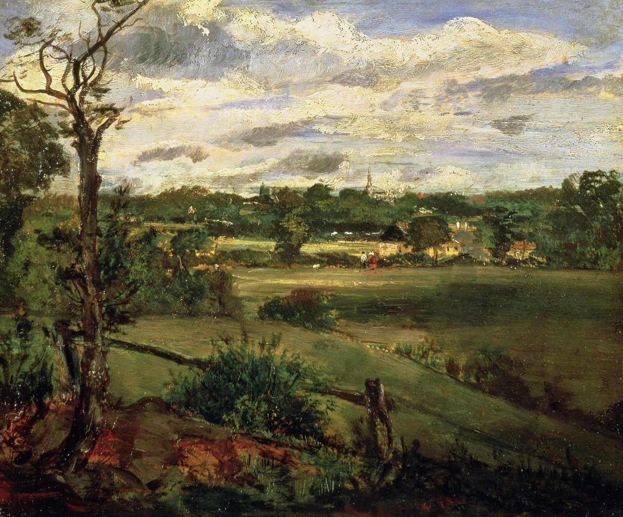 Näkymä Highgatelle Hampstead Heathista, n. 1834 (öljy pahville) tekijältä John Constable