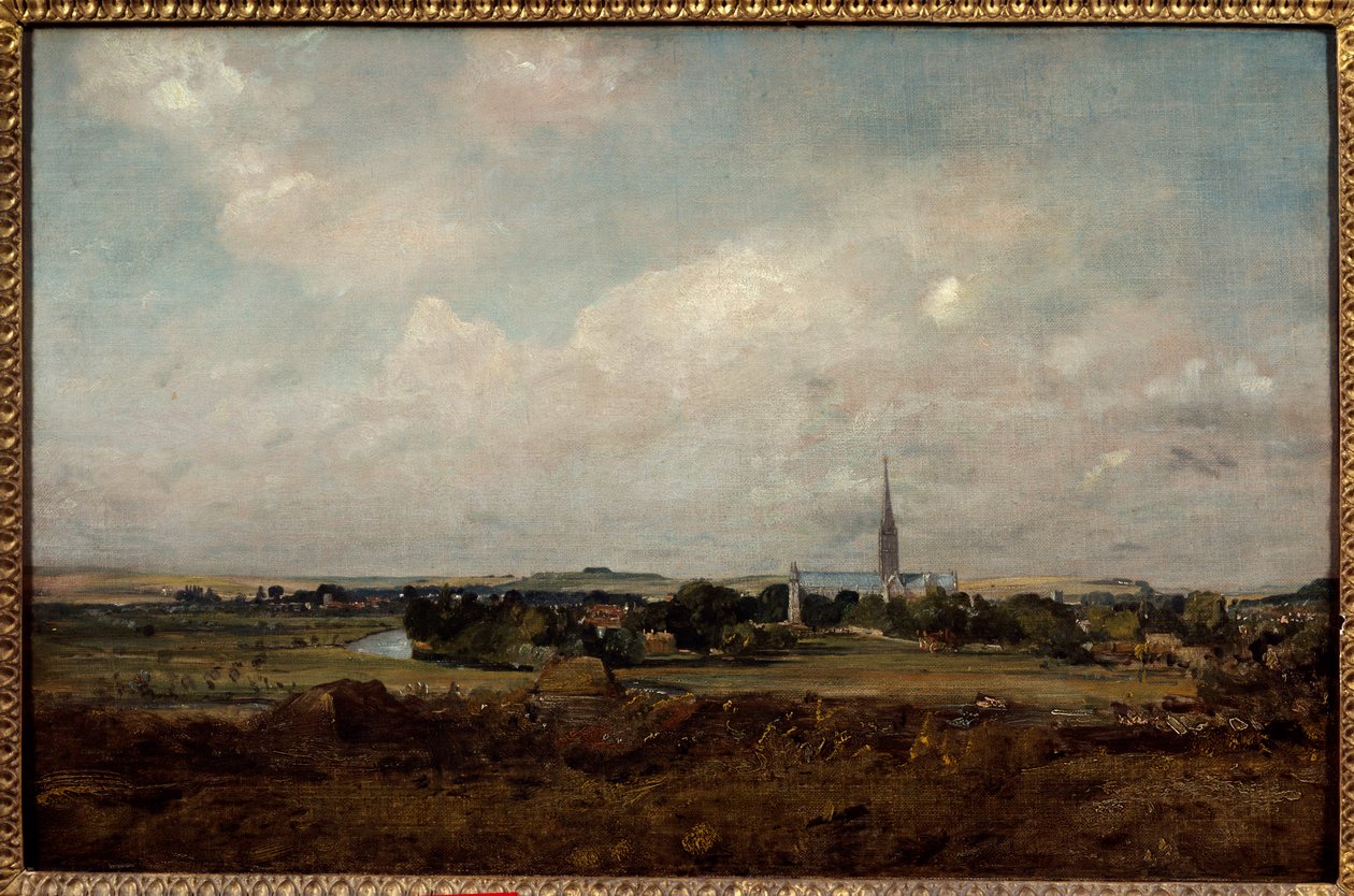 Näkymä Salisburysta Englannissa John Constablen (1776-1837) maalaus (ec.engl.) Su. 0,35x0,51 m Pariisi, Musee du Louvre. tekijältä John Constable