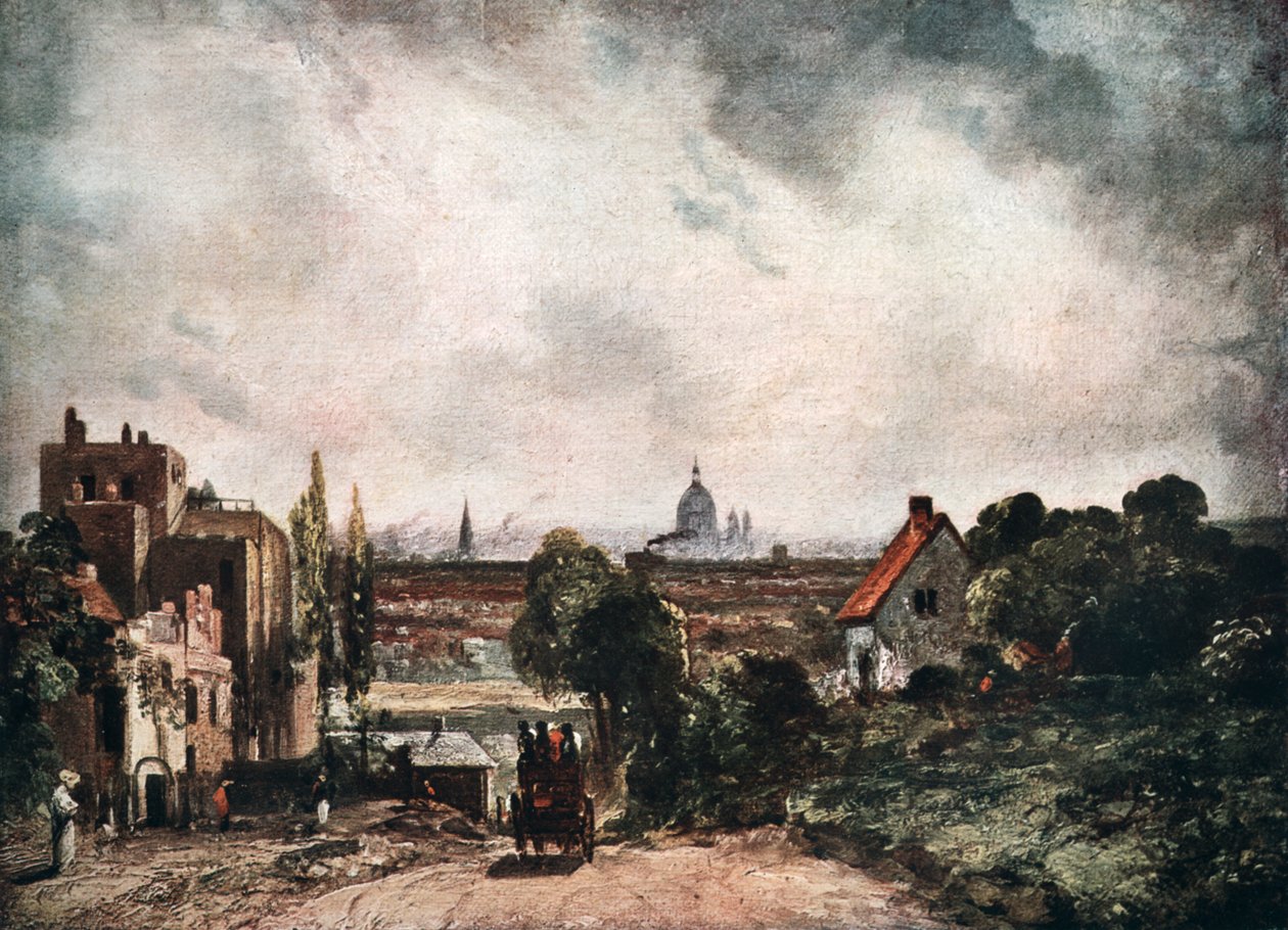 Näkymä Lontoon kaupunkiin Sir Richard Steeles Cottagesta, 1800-luku 1913. tekijältä John Constable