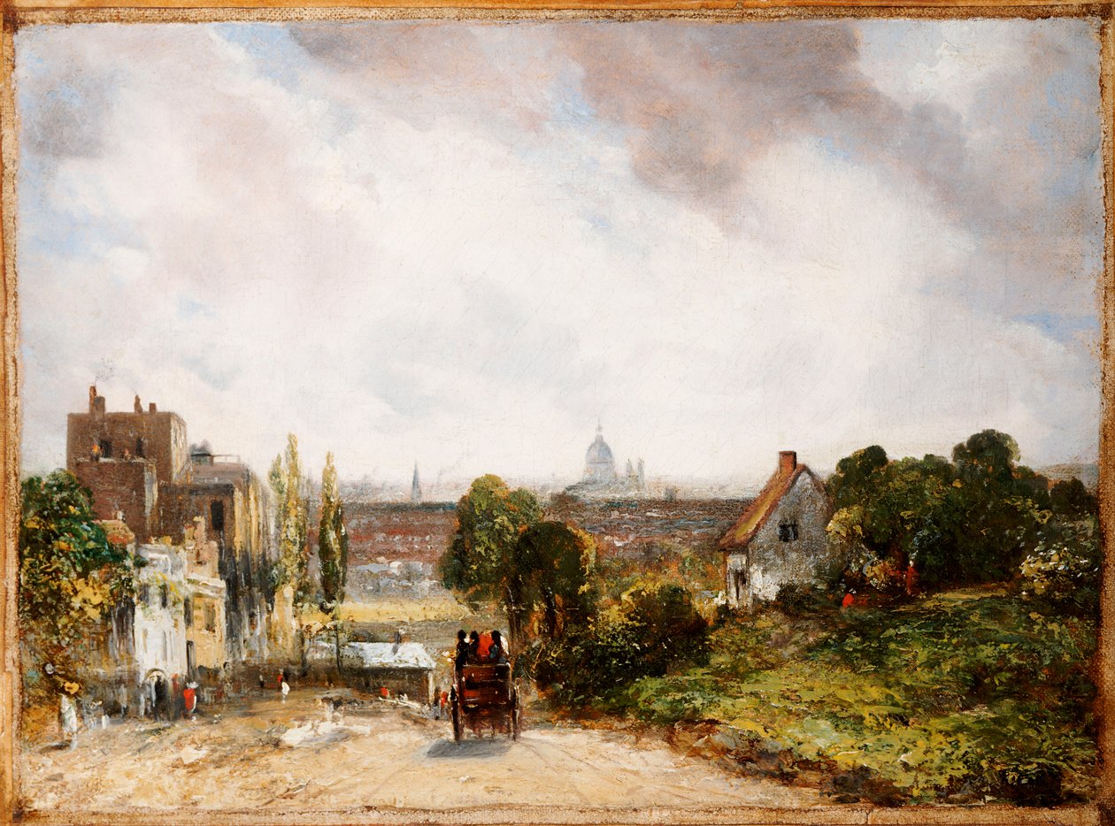 Näkymä Lontoon kaupunkiin Sir Richard Steelen mökistä, Hampstead, n. 1832 tekijältä John Constable