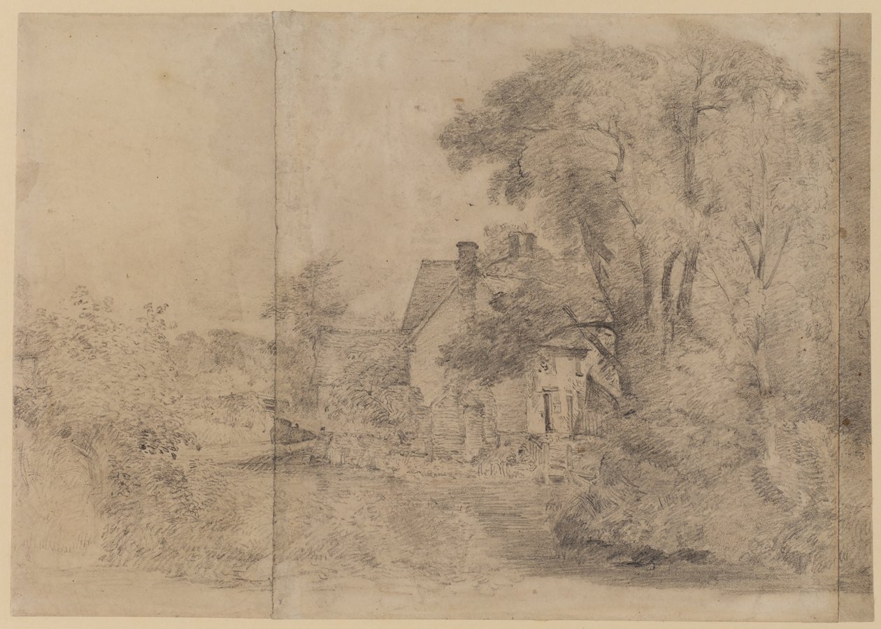 Willy Lotts House, East Bergholt, noin 1820 (musta liitu paperille). tekijältä John Constable