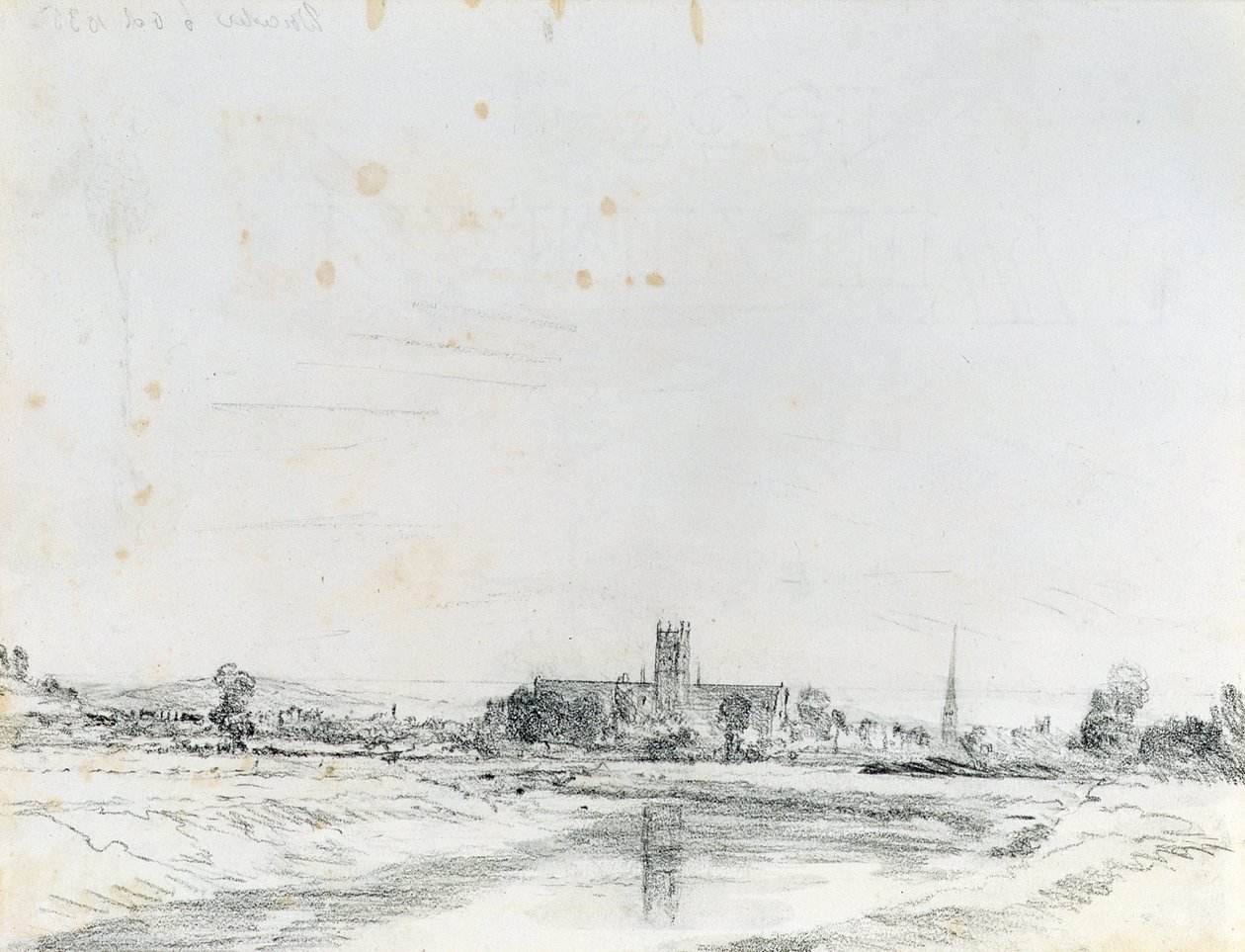Worcesterin katedraali etelästä (lyijykynä) tekijältä John Constable