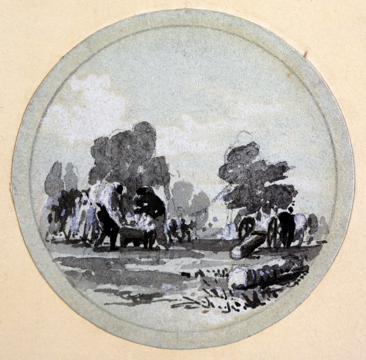 Siivous, London & Birmingham Railway, n. 1838 (kynä ja muste ja pesu paperille) tekijältä John Cooke Bourne