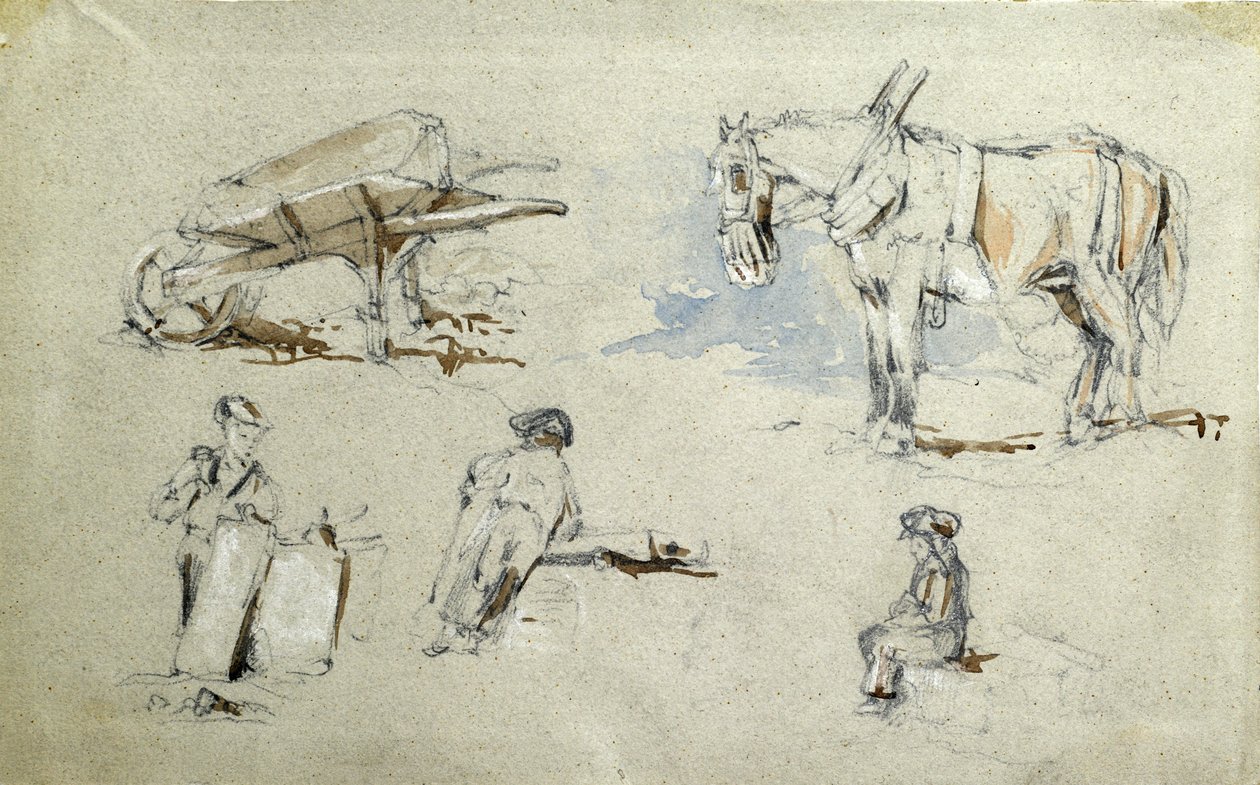 Lontoon ja Birminghamin rautatien rakentaminen, n. 1835-1838 (kynä pesulla paperille; yhdistelmäluonnos) tekijältä John Cooke Bourne