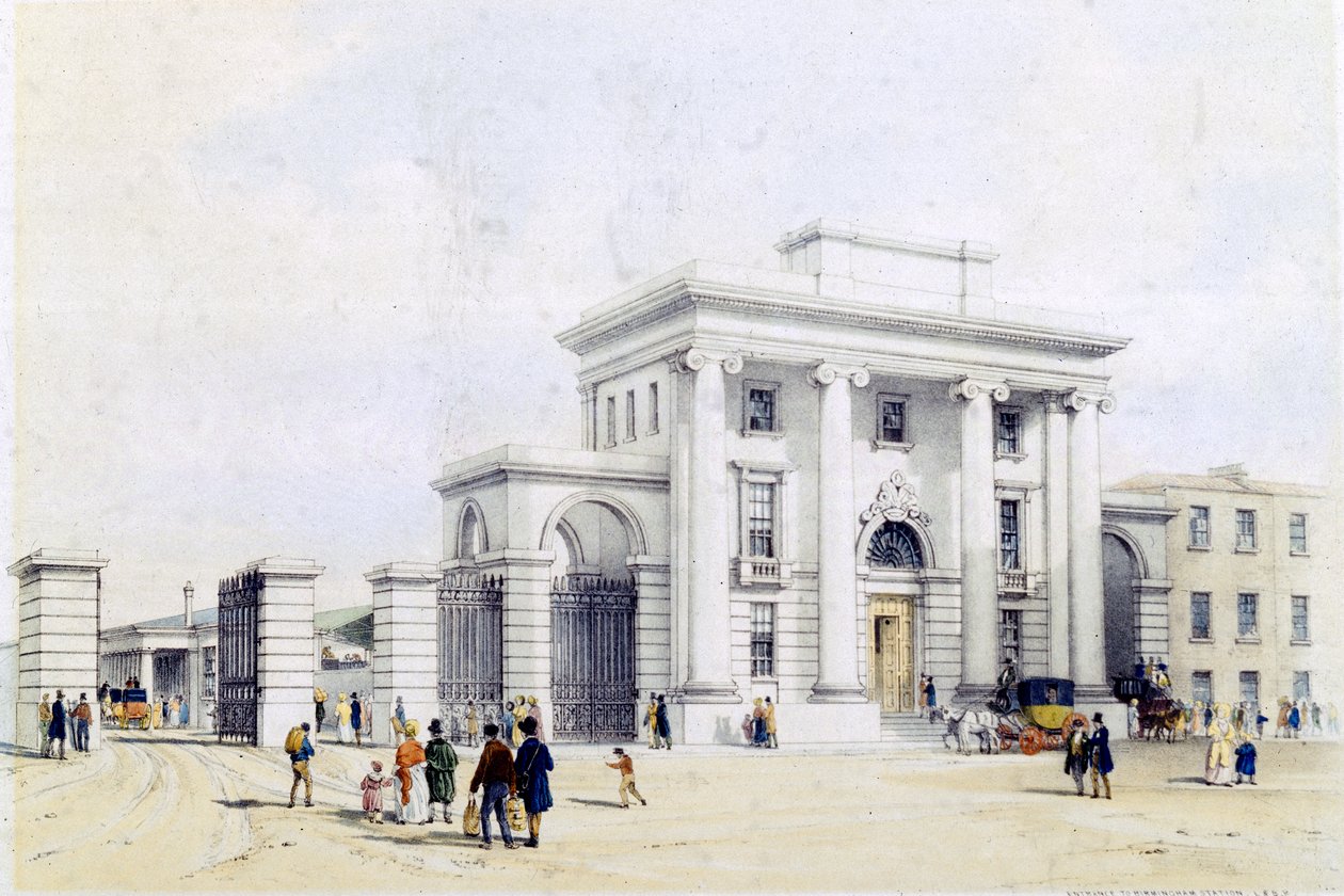 Birminghamin aseman sisäänkäynti, 1838-39 tekijältä John Cooke Bourne