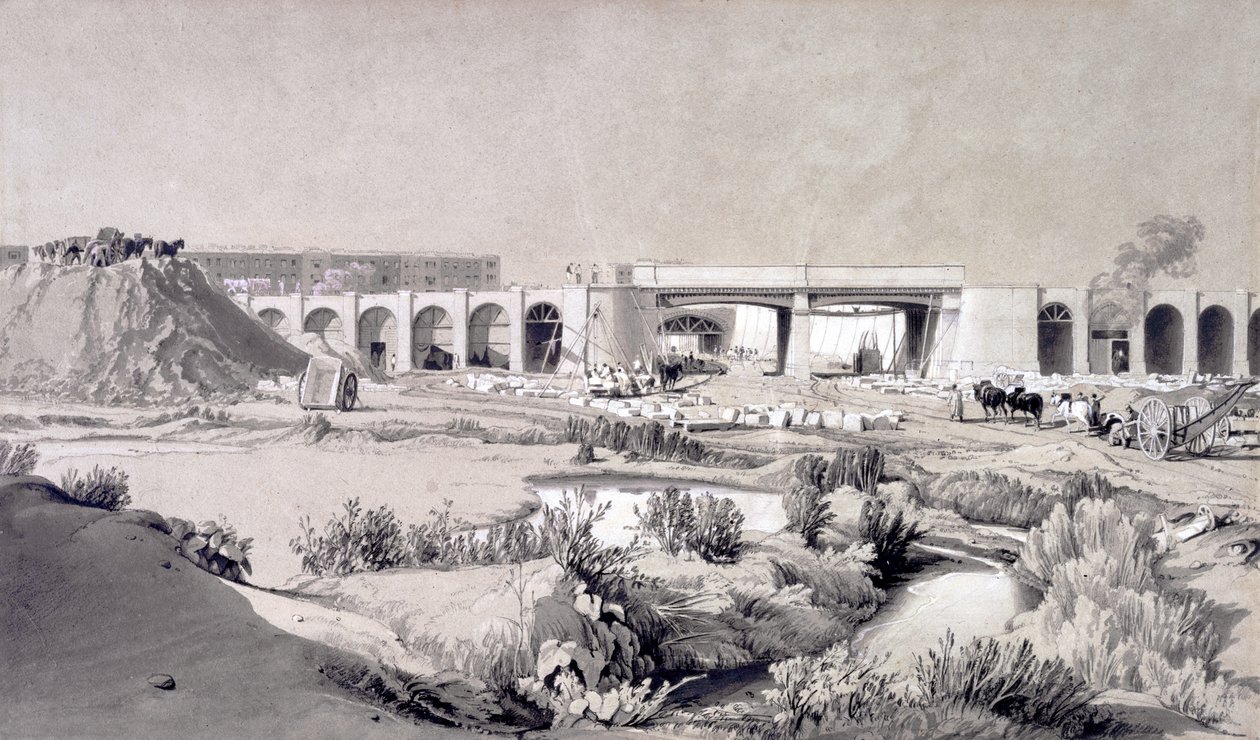Hampstead Road Bridge, 5. lokakuuta 1836 (kynä ja muste ja pesu paperille) tekijältä John Cooke Bourne