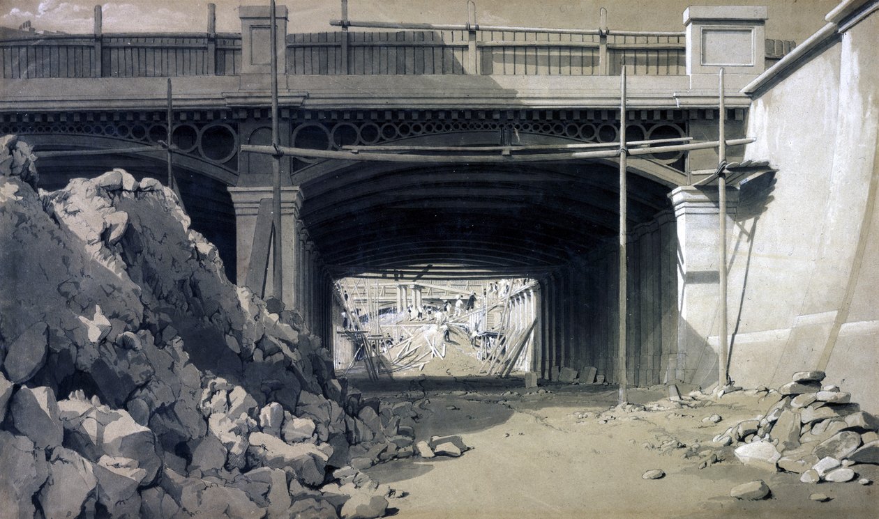 Hampstead Road Bridge, syyskuu 1836 (kynä ja muste ja pesu paperille) tekijältä John Cooke Bourne