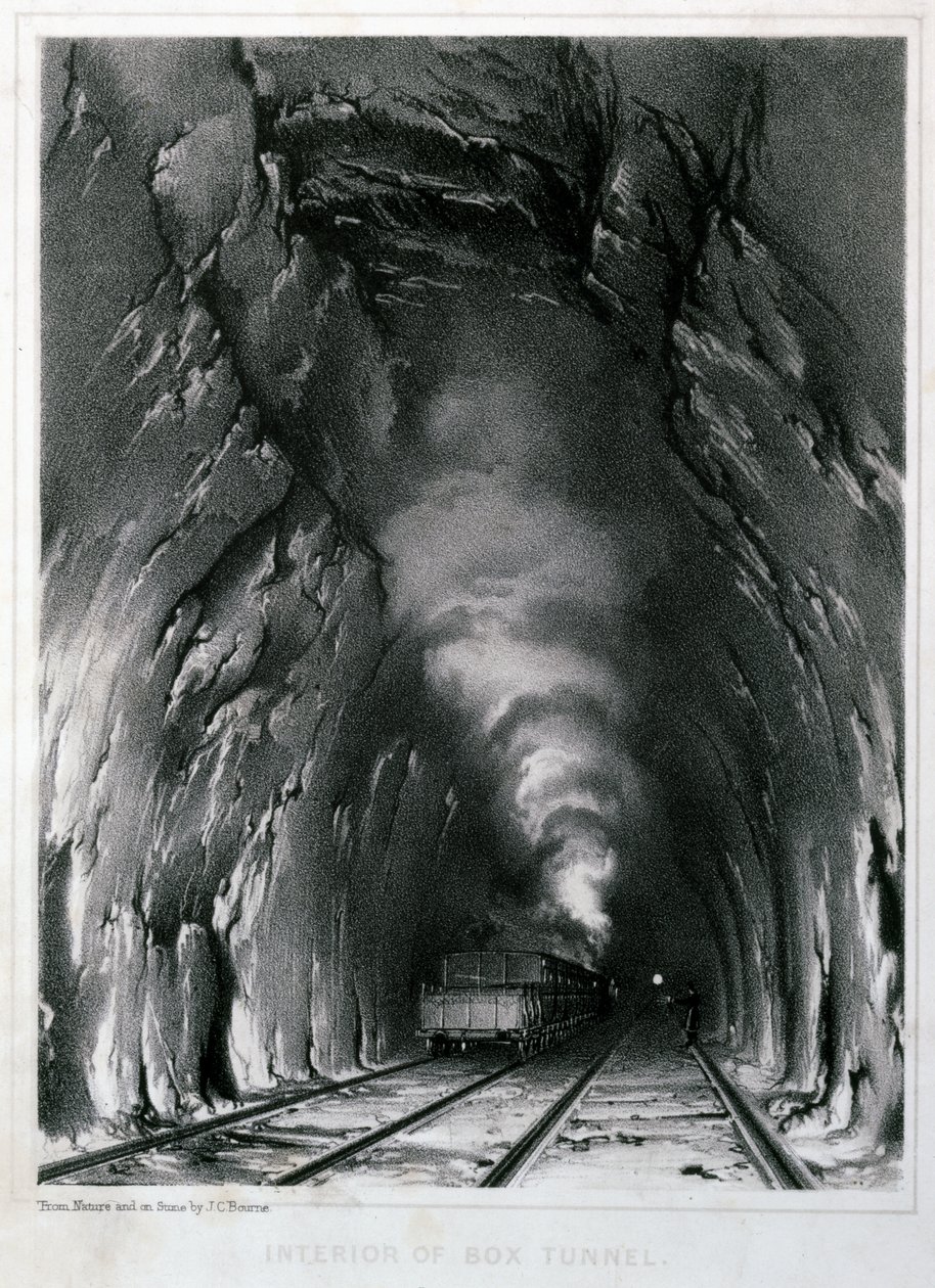 Box Tunnelin sisätilat, 1846 tekijältä John Cooke Bourne