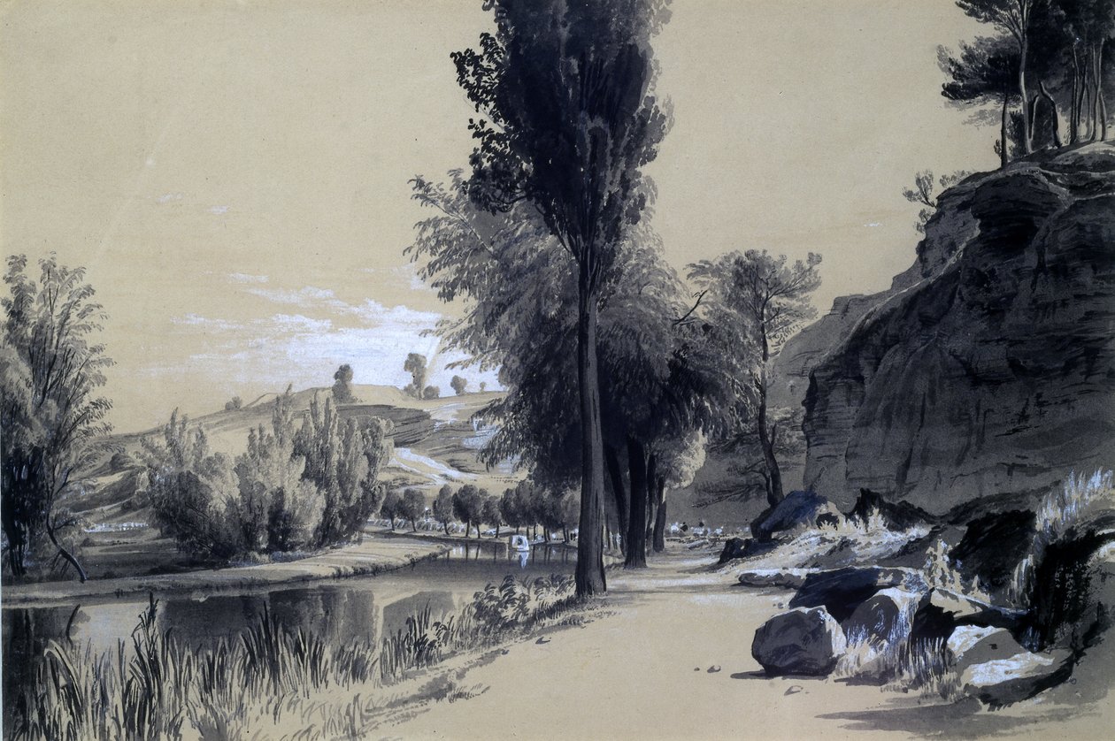 Linslade Rocks, 23. kesäkuuta 1837 (kynä ja muste ja pesu paperille) tekijältä John Cooke Bourne