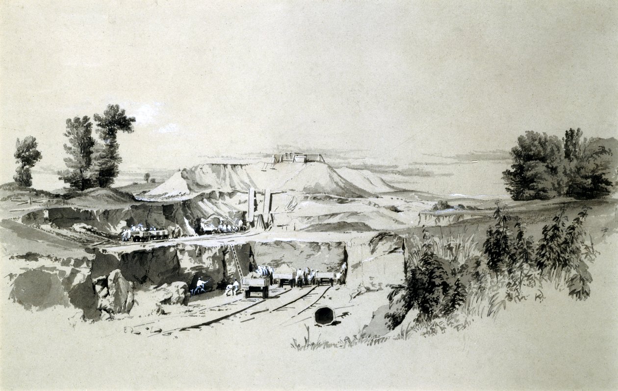 Linslade-tunneli, 23. kesäkuuta 1837 (kynä ja muste ja pesu paperille) tekijältä John Cooke Bourne