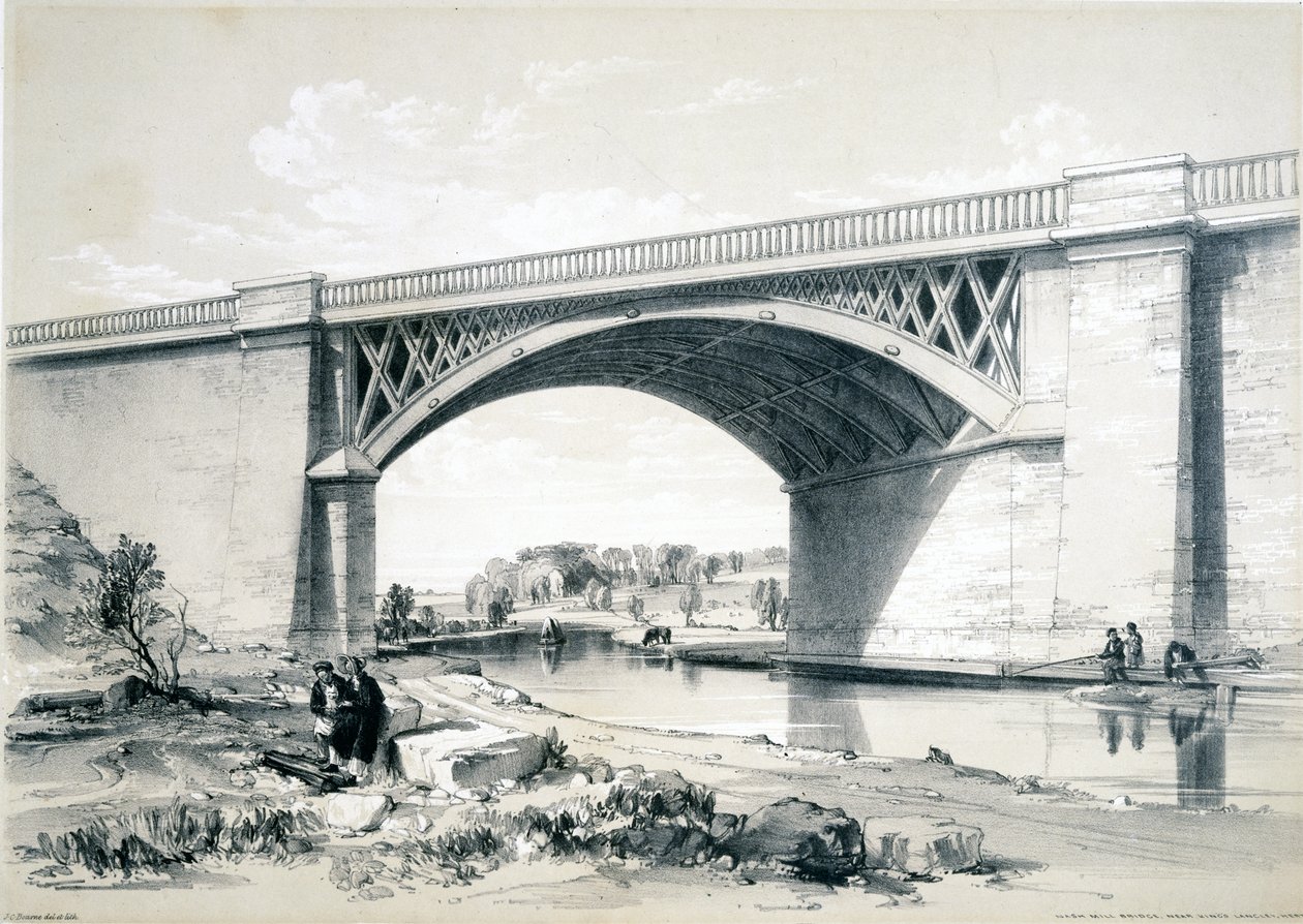 Nash Mill Bridge, lähellä Kings Langleyä, Hertfordshire, 1839 tekijältä John Cooke Bourne