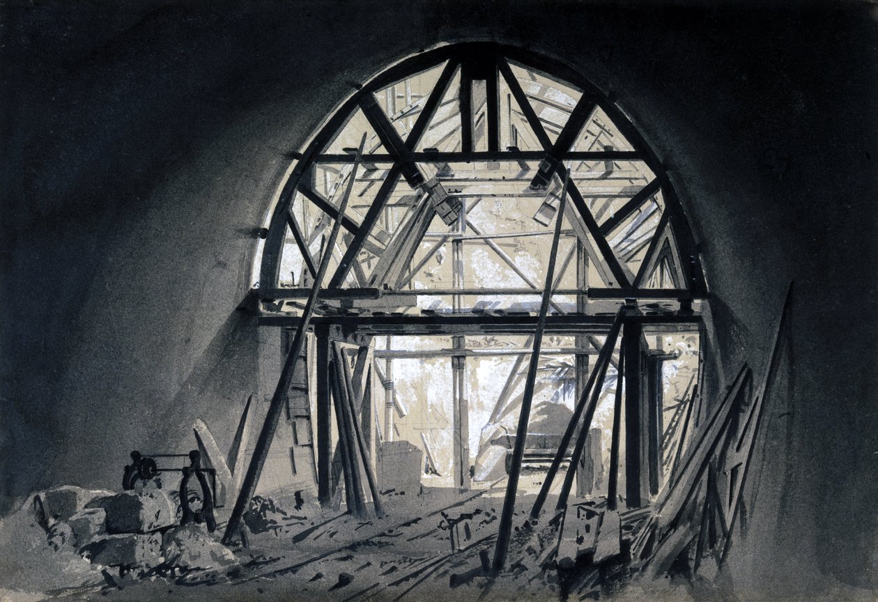 North Church Tunnel, 17. kesäkuuta 1837 (kynä ja muste ja pesu paperille) tekijältä John Cooke Bourne