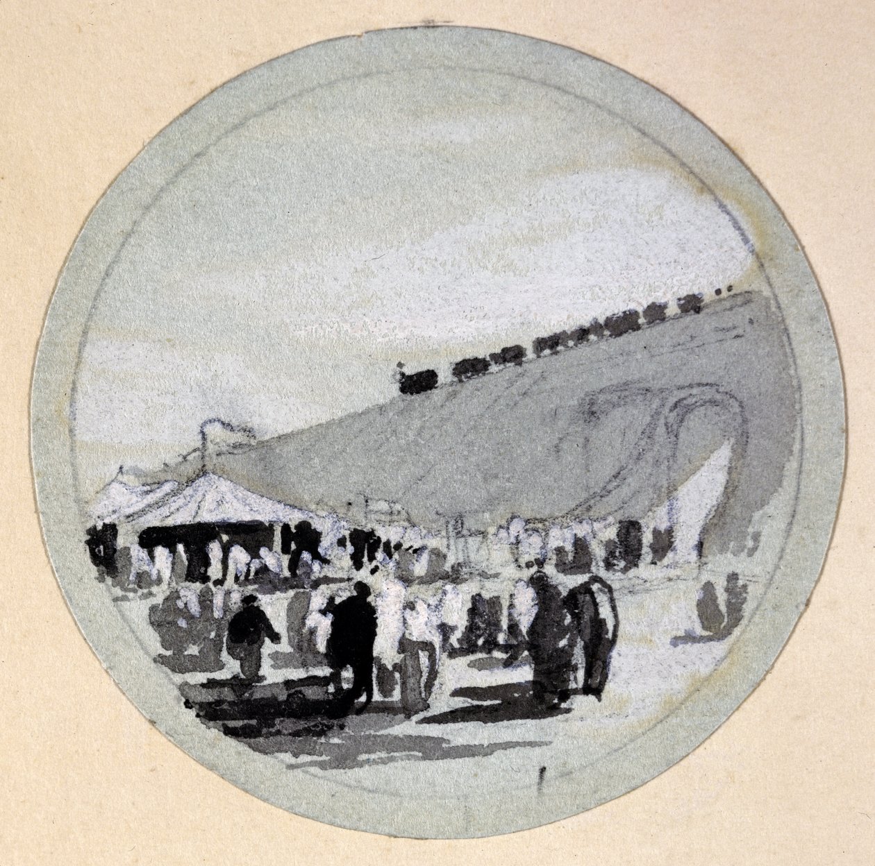 Avajaiset, London & Birmingham Railway, n. 1838 (kynä ja muste ja pesu paperille) tekijältä John Cooke Bourne