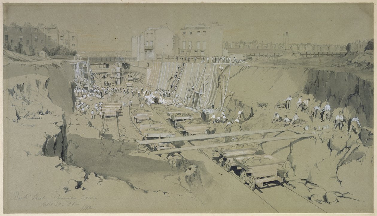Park Street, Camden Town, 17. syyskuuta 1836 (kynä ja muste ja pesu paperille) tekijältä John Cooke Bourne