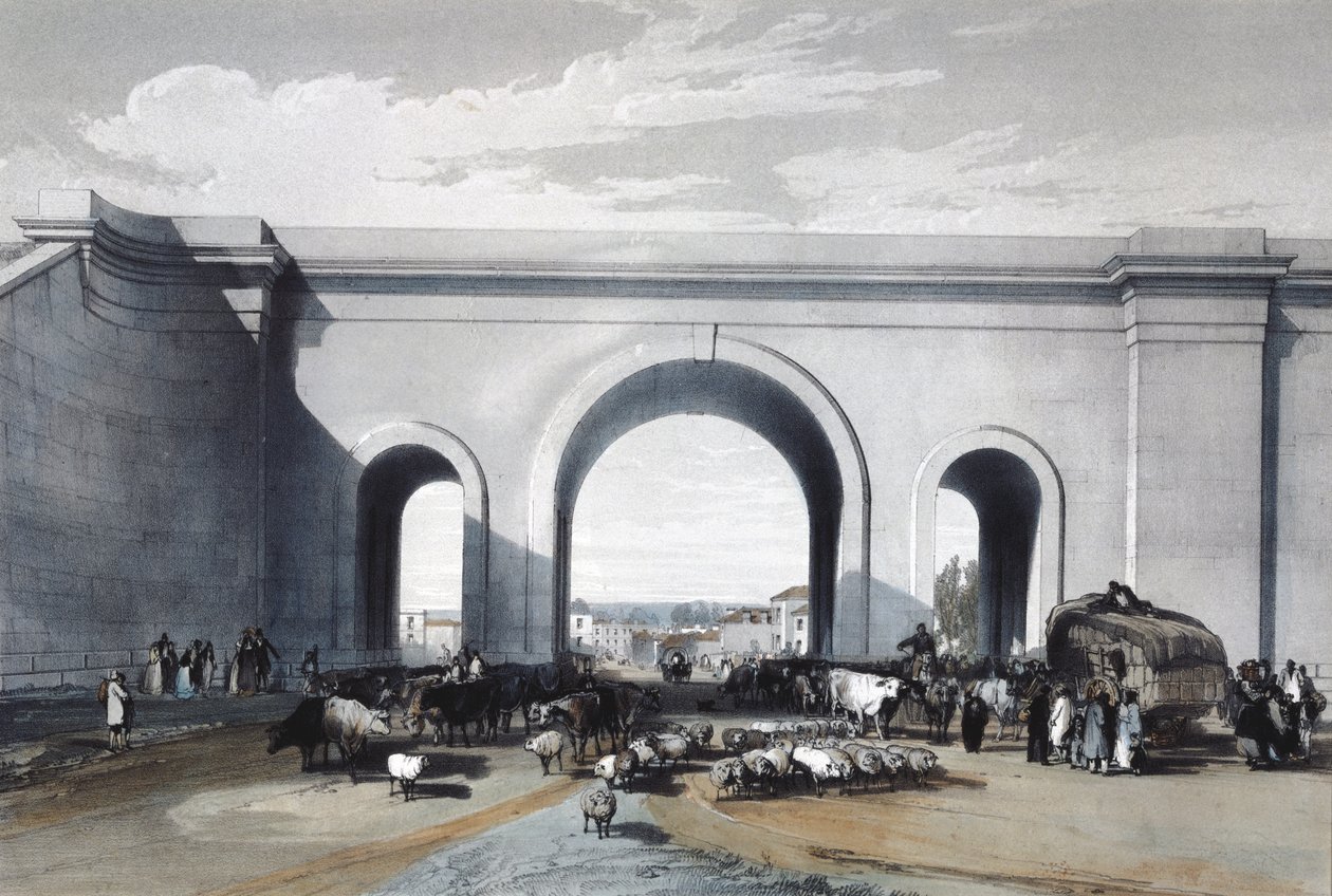 Rautatiesilta Chippenhamissa, Wiltshiressä, 1846 tekijältä John Cooke Bourne
