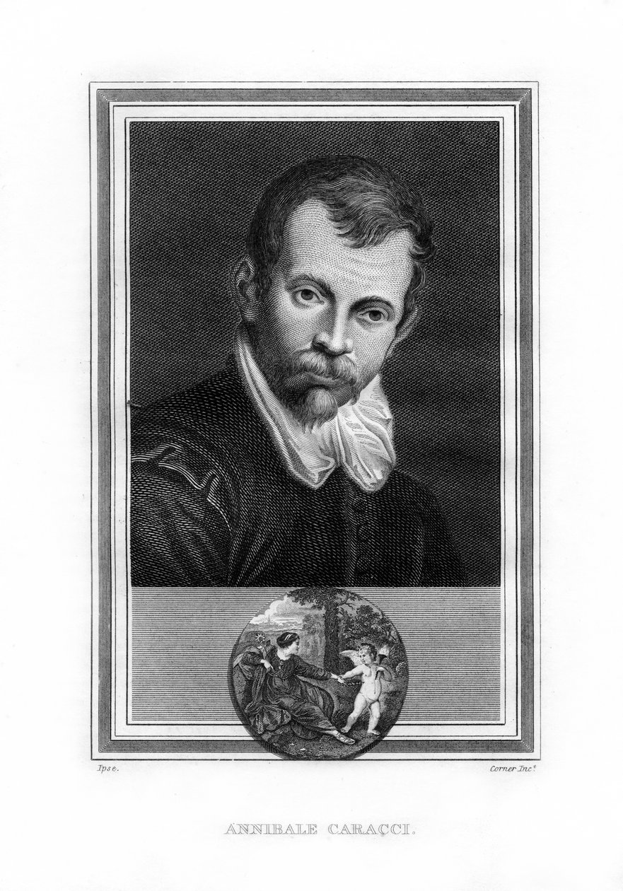 Annibale Carracci, italialainen barokkiajan maalari, 1825. tekijältä John Corner