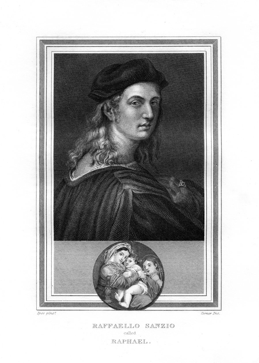 Raphael tai Raffaello, taidemaalari ja Firenzen koulun arkkitehti, 1825. tekijältä John Corner