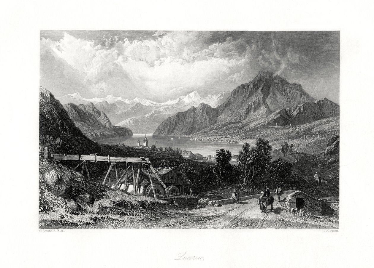 Luzern, Keski-Sveitsi, 1800-luku tekijältä John Cousen